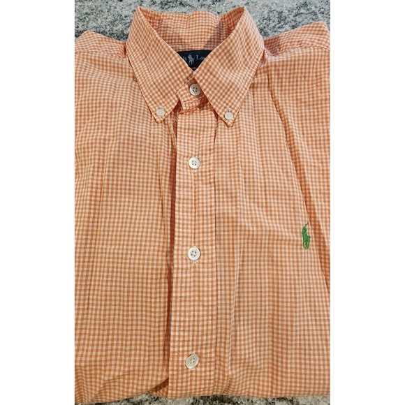 Ralph Lauren Other - RALPH LAUREN SHORT SLEEVE BUTTON DOWN MENS LARGE ORANGE WHITE GREEN PONY CLASSIC